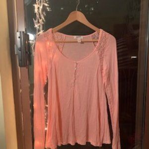 Pink Shirt with Lace Detailing